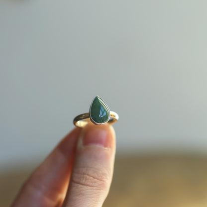 Pear-Shaped Moss Agate Ring | Sterling Silver