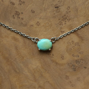 Turquoise Pendant Necklace - Sterling Silver Prong Setting, OOAK