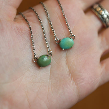 Turquoise Pendant Necklace - Sterling Silver Prong Setting, OOAK