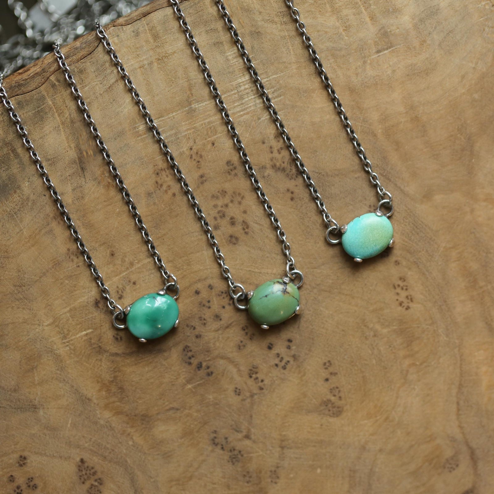 Ready to Ship - Turquoise Prong Necklace - Small Turquoise Pendant - OOAK