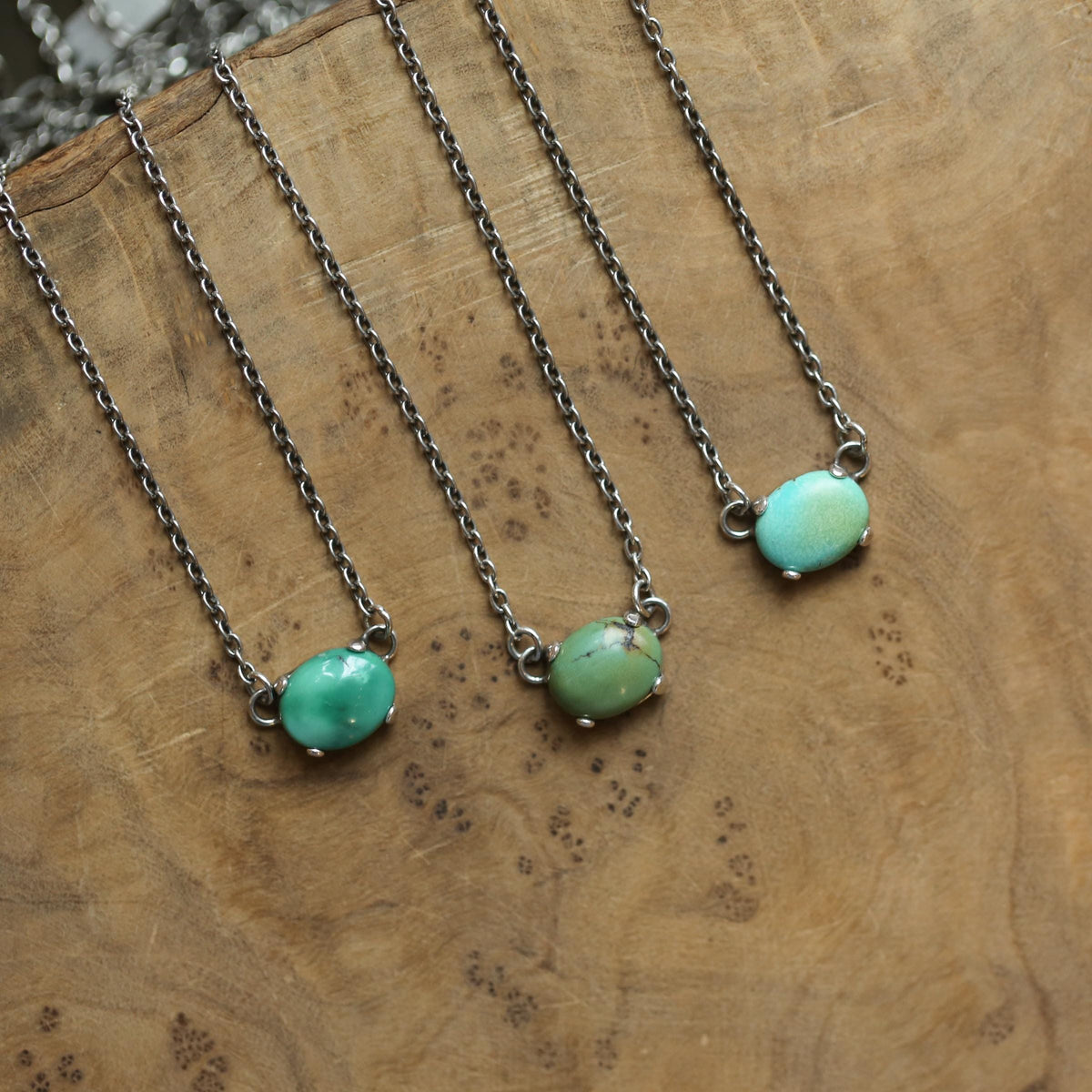 Turquoise Pendant Necklace - Sterling Silver Prong Setting, OOAK