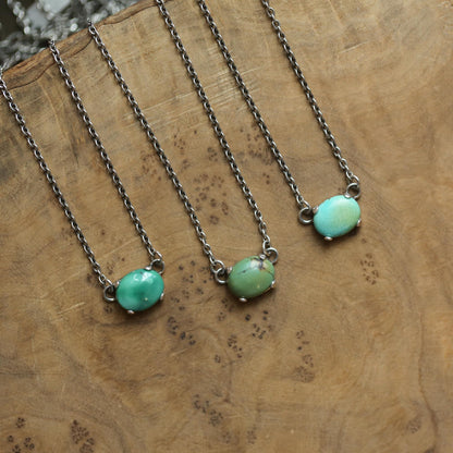 Turquoise Pendant Necklace - Sterling Silver Prong Setting, OOAK