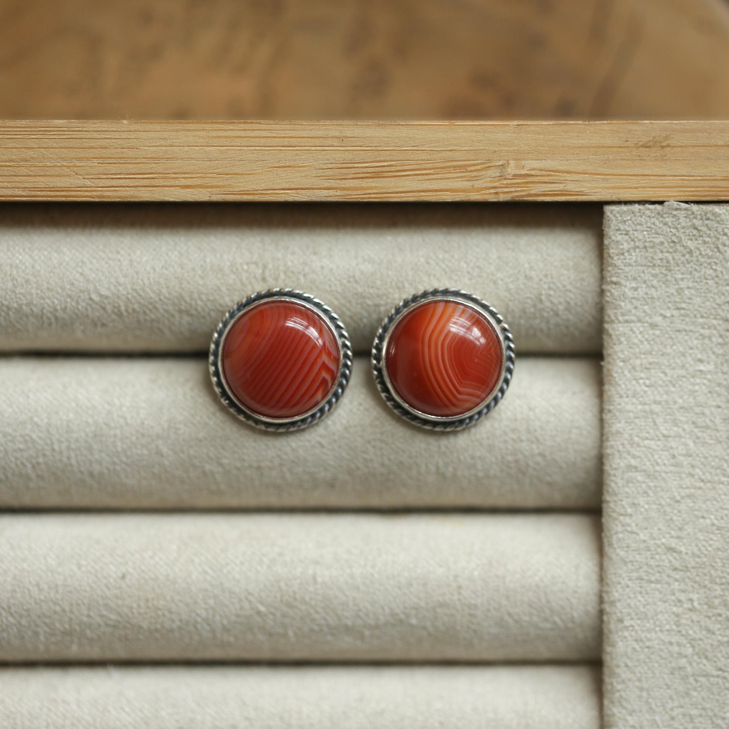 Red Agate Posts - Red Agate Studs - Red Agate Earrings - Sterling Silver