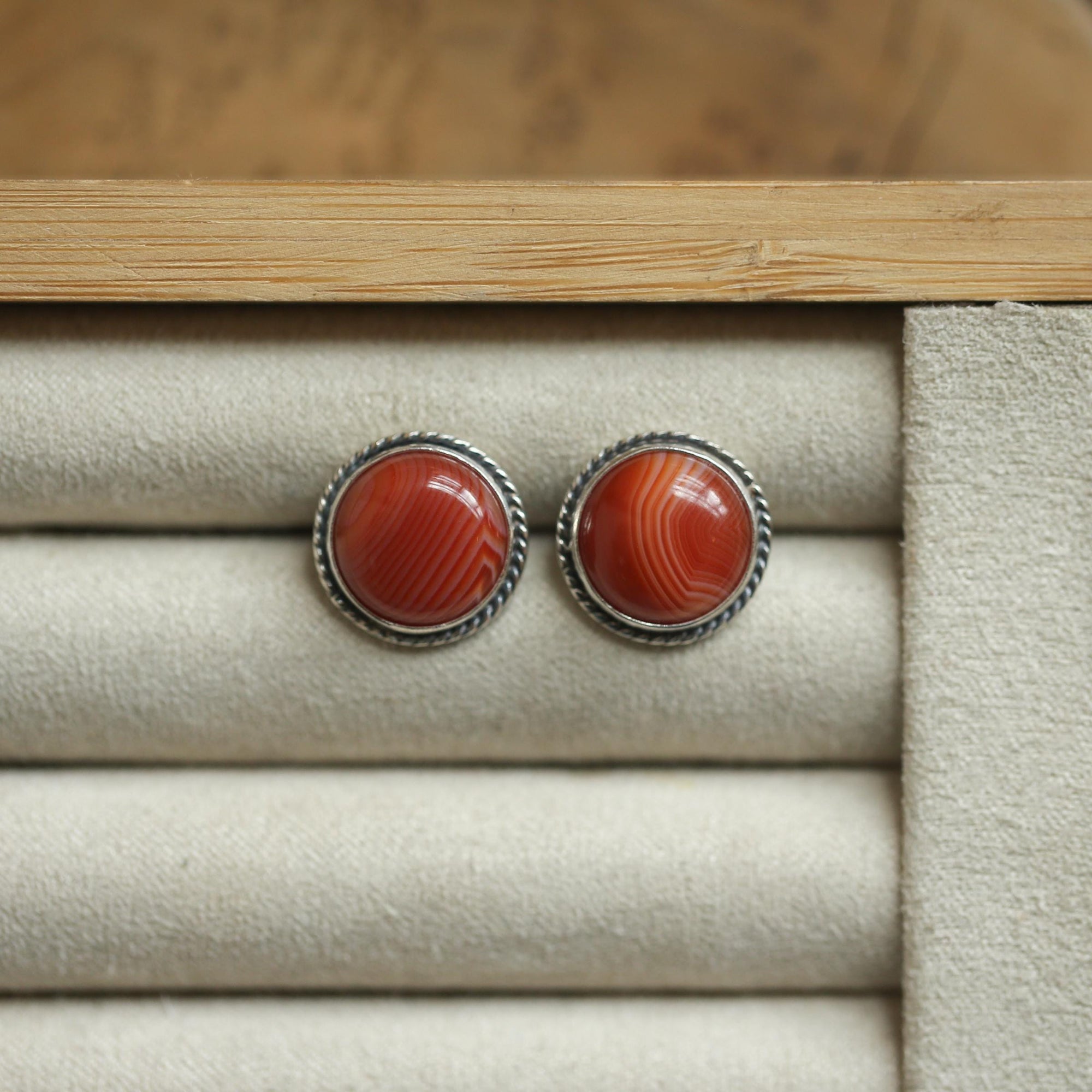 Red Agate Posts - Red Agate Studs - Red Agate Earrings - Sterling Silver