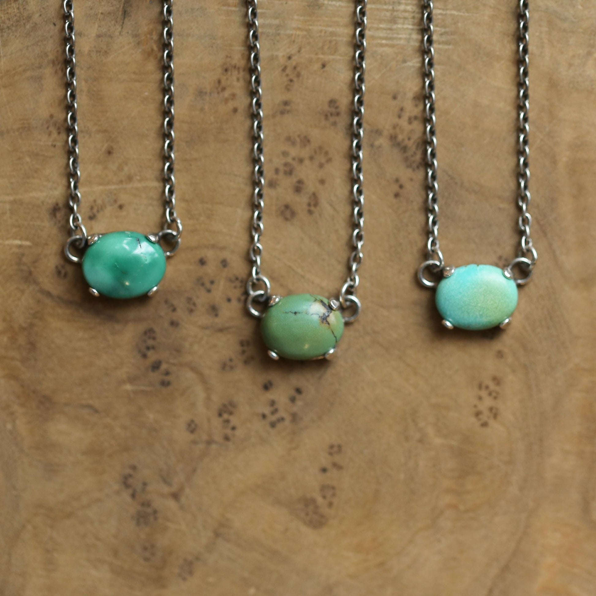 Turquoise Pendant Necklace - Sterling Silver Prong Setting, OOAK