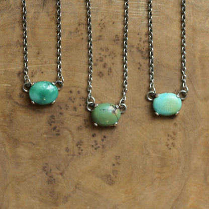 Turquoise Pendant Necklace - Sterling Silver Prong Setting, OOAK