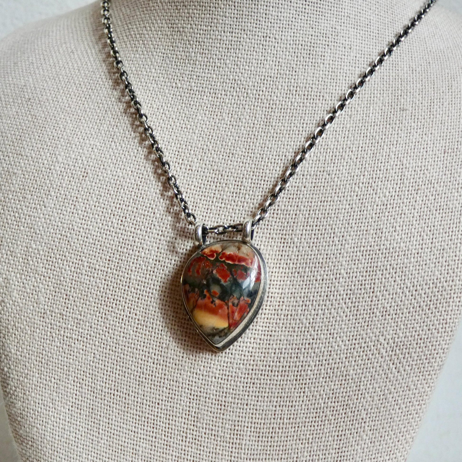 Red Creek Jasper Sterling Silver Pendant Necklace – OOAK Stone