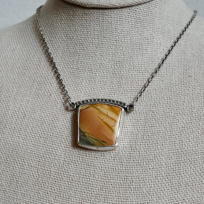 Red Creek Jasper Necklace – Sterling Silver Chain, OOAK Stone