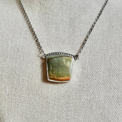 Red Creek Jasper Necklace – Sterling Silver Chain, OOAK Stone