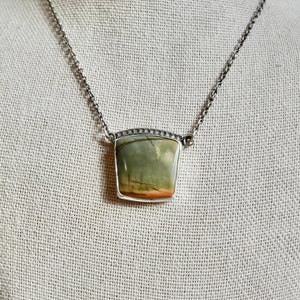 Red Creek Jasper Necklace – Sterling Silver Chain, OOAK Stone