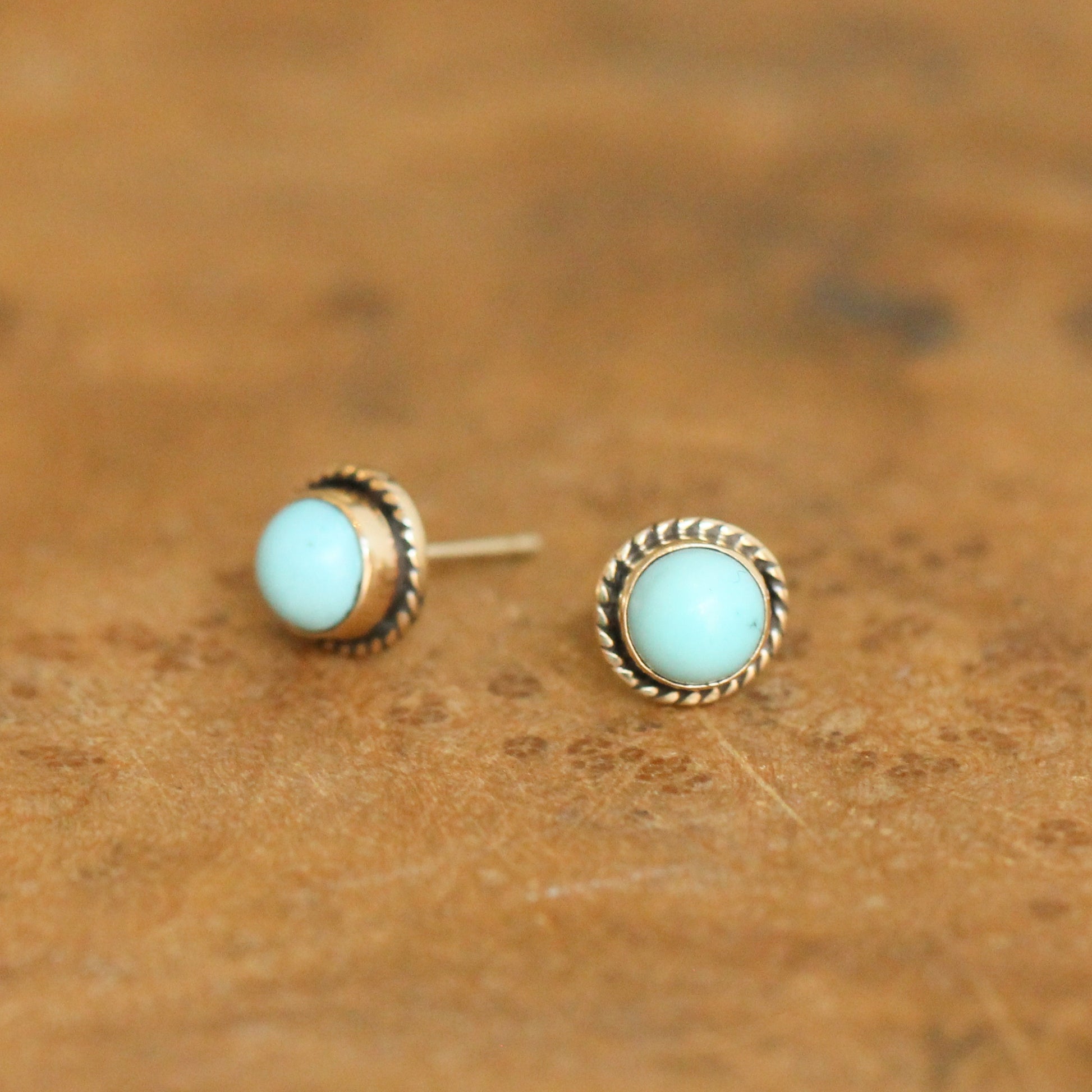 Turquoise Posts - 14K Gold Post Earrings