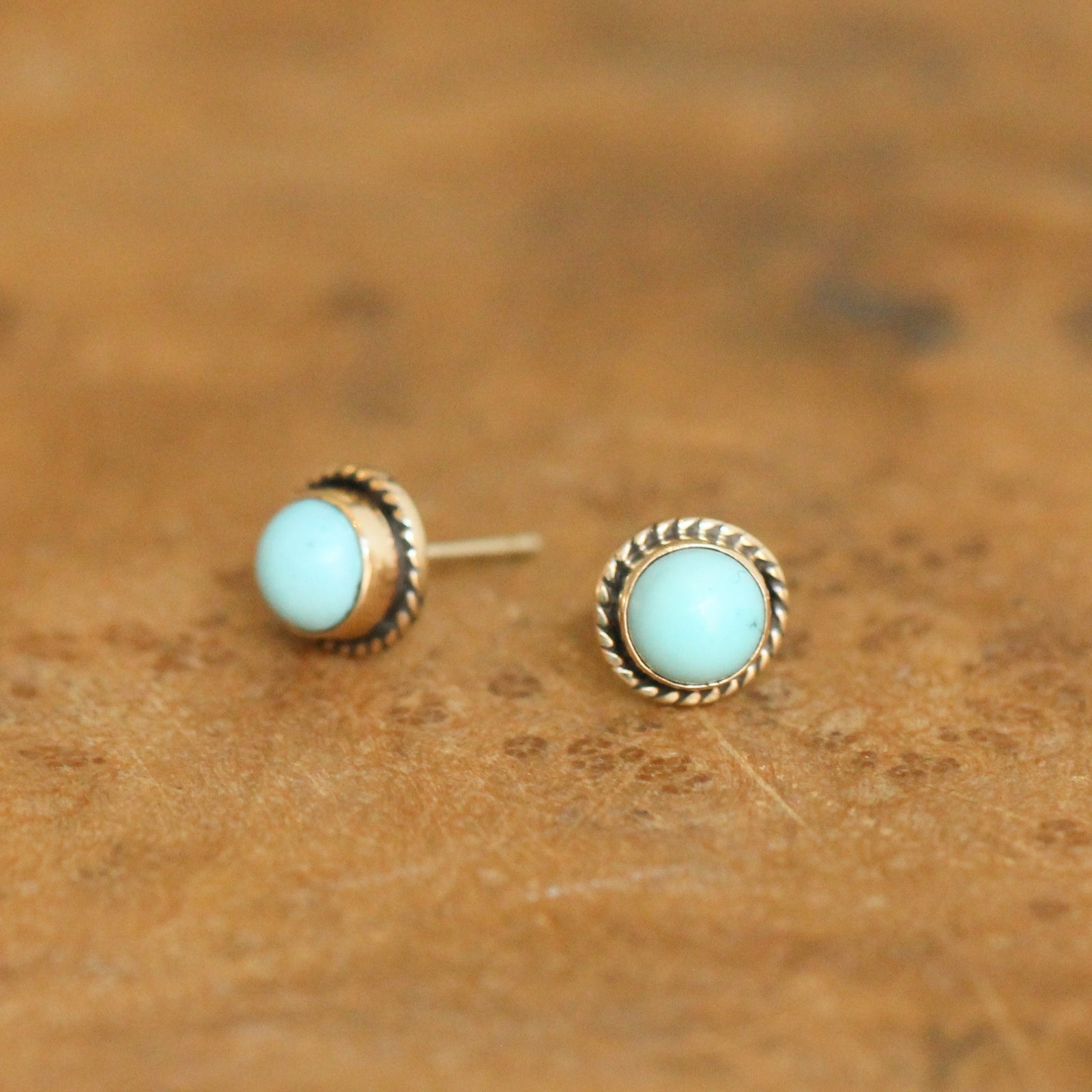 14K Gold Turquoise Posts