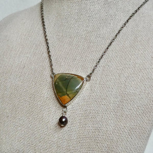 Red Creek Jasper Y Necklace with Pearl - Ready to Ship - Choose your Own - OOAK