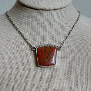 Red Creek Jasper Necklace – Sterling Silver Chain, OOAK Stone