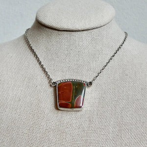 Red Creek Jasper Necklace – Sterling Silver Chain, OOAK Stone