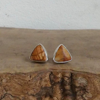 Red Creek Jasper Triangle Posts - Choose your Pair - Sterling Silver