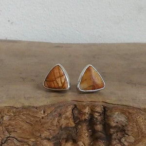 Red Creek Jasper Triangle Posts - Choose your Pair - Cherry Creek Jasper - Sterling Silver