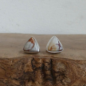 Red Creek Jasper Triangle Posts - Choose your Pair - Cherry Creek Jasper - Sterling Silver