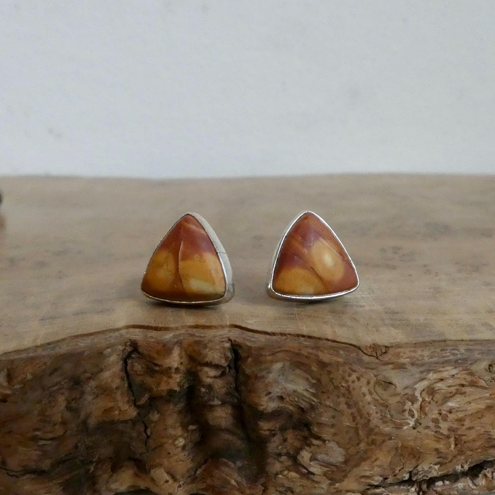 Red Creek Jasper Triangle Posts - Choose your Pair - Sterling Silver