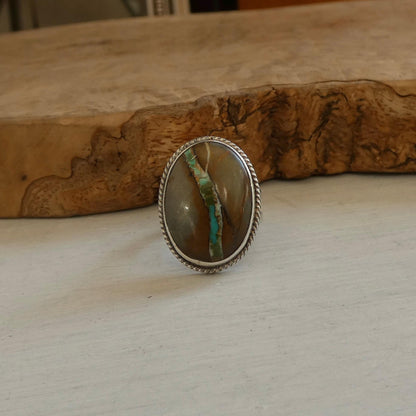 Royston Ribbon Turquoise Ring - Choose your Size - Nevada Boulder