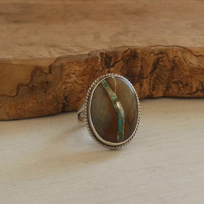Royston Ribbon Turquoise Ring - Choose your Size - Nevada Boulder