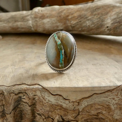 Royston Ribbon Turquoise Ring - Choose your Size - Nevada Boulder