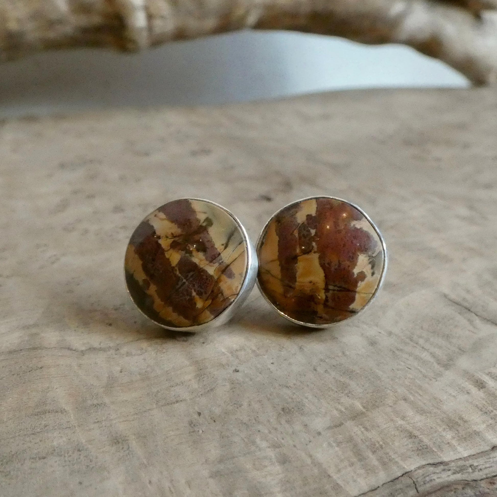 Red Creek Jasper Big Posts - Sterling Silver - Round Jasper Studs - Choose Your Pair