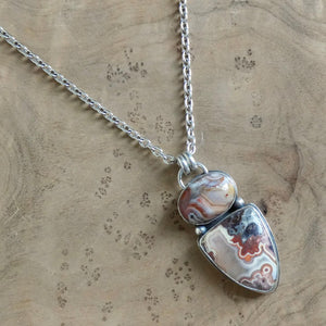 Crazy Lace Agate 2 Stone Pendant - Choose Your Sterling Silver Pendant