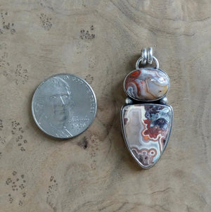 Crazy Lace Agate 2 Stone Pendant - Choose Your Sterling Silver Pendant