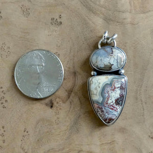 Crazy Lace Agate 2 Stone Pendant - Choose Your Sterling Silver Pendant
