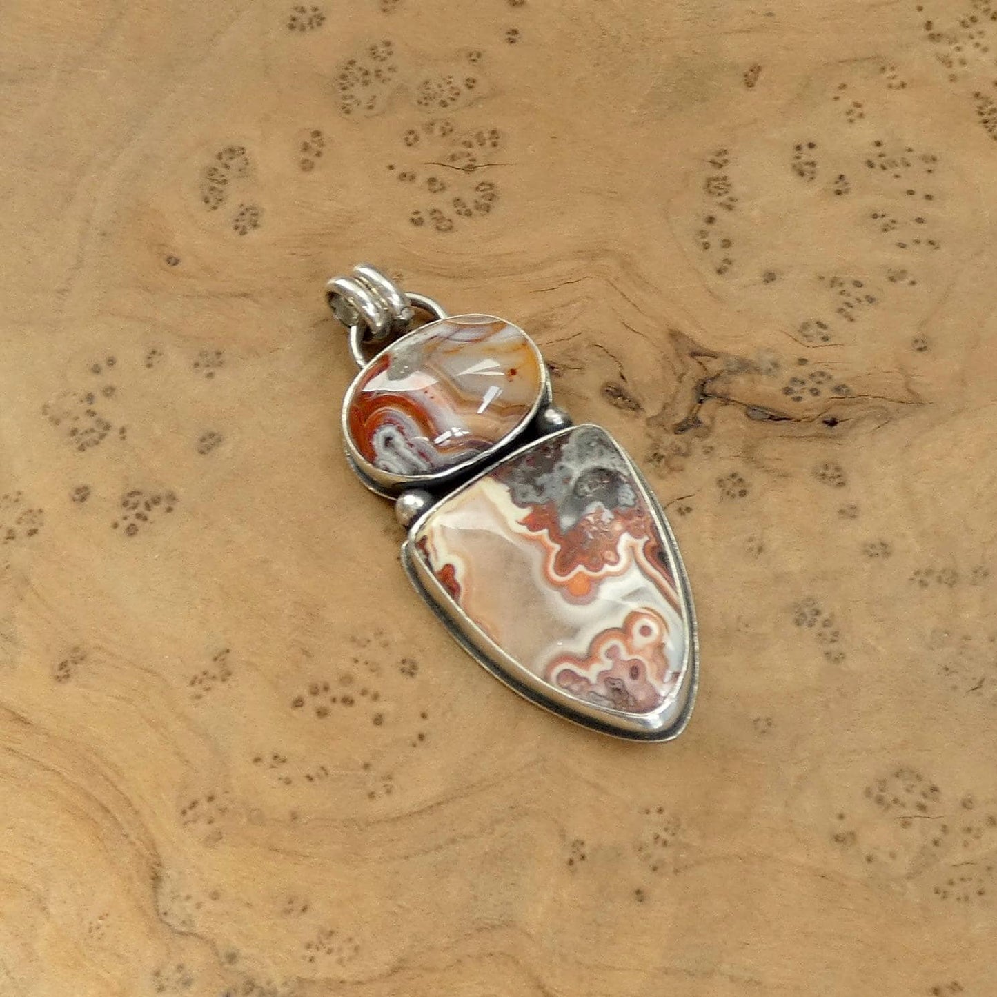 Crazy Lace Agate 2 Stone Pendant - Choose Your Sterling Silver Pendant
