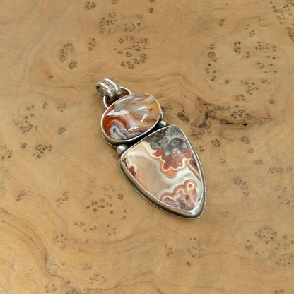 Crazy Lace Agate 2 Stone Pendant - Choose Your Sterling Silver Pendant