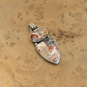 Crazy Lace Agate 2 Stone Pendant - Choose Your Sterling Silver Pendant