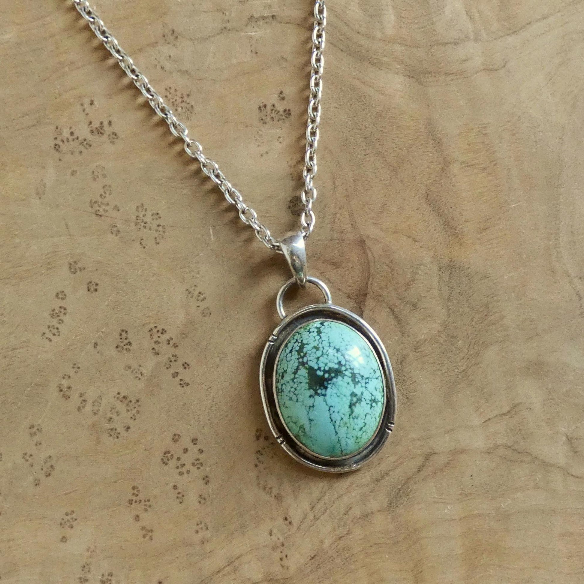 Choose Your Western Chisel Notched Turquoise Pendant - Optional Sterling Silver Chain