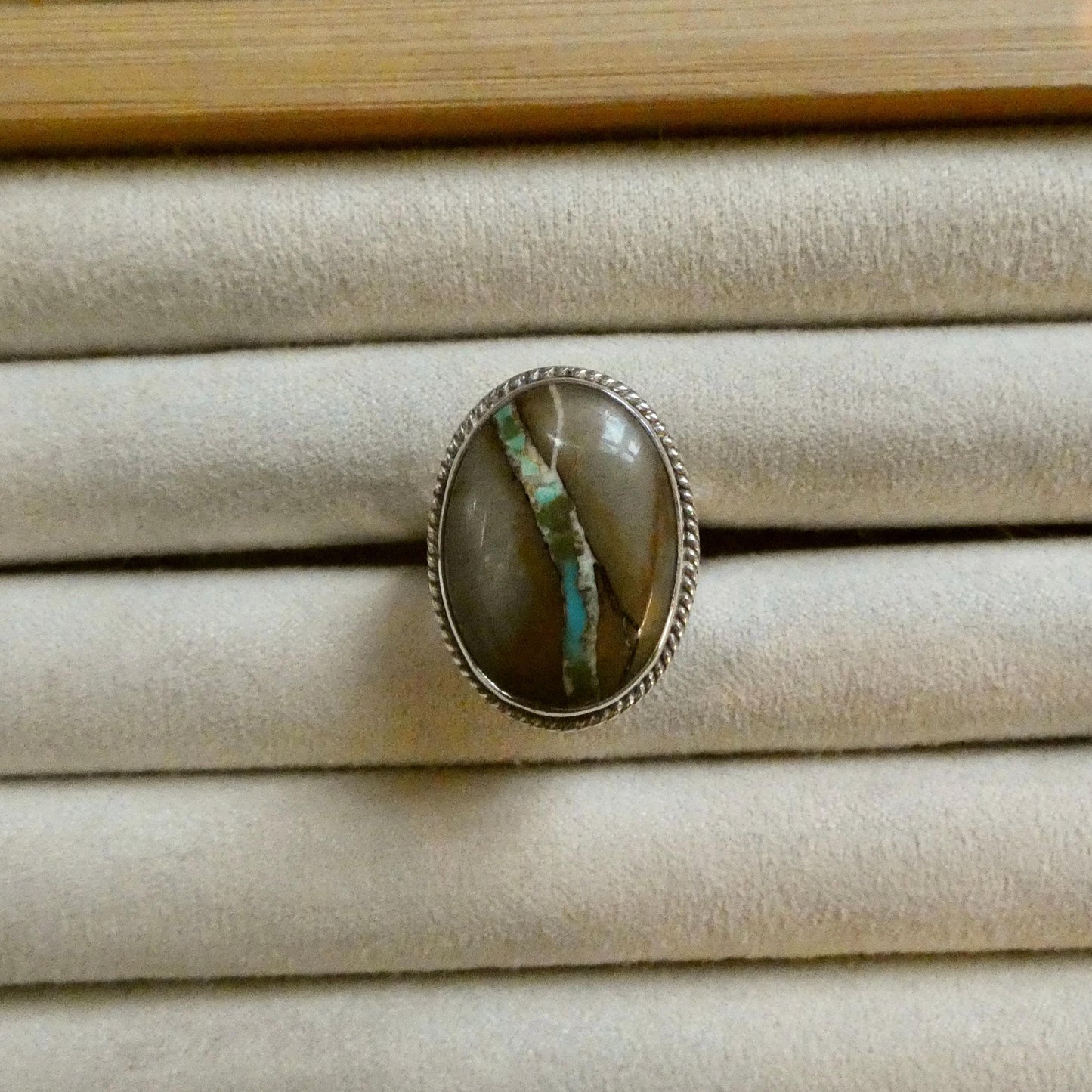 Royston Ribbon Turquoise Ring - Choose your Size - Nevada Boulder