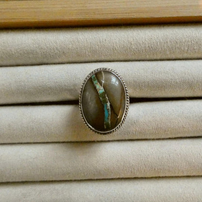 Royston Ribbon Turquoise Ring - Choose your Size - Nevada Boulder