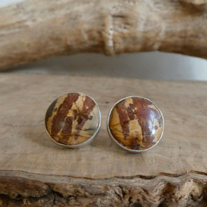 Red Creek Jasper Big Posts - Sterling Silver - Round Jasper Studs