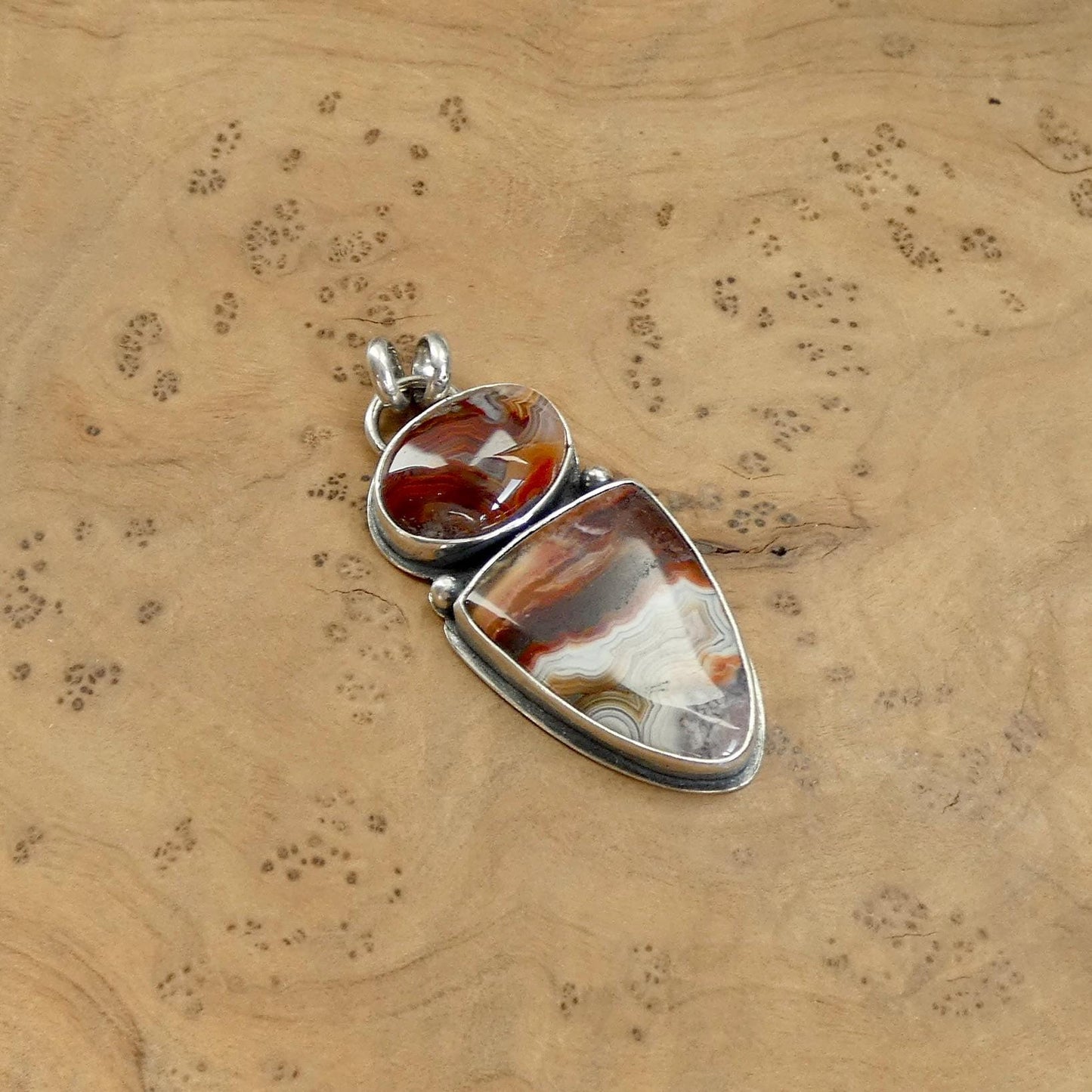 Crazy Lace Agate 2 Stone Pendant - Choose Your Sterling Silver Pendant
