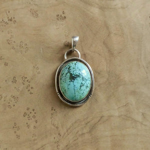 Choose Your Western Chisel Notched Turquoise Pendant - Sterling Silver Chain Optional