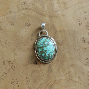 Choose Your Western Chisel Notched Turquoise Pendant - Sterling Silver Chain Optional