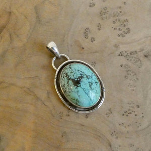 Choose Your Western Chisel Notched Turquoise Pendant - Sterling Silver Chain Optional