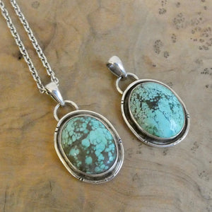 Choose Your Western Chisel Notched Turquoise Pendant - Sterling Silver Chain Optional