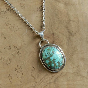 Choose Your Western Chisel Notched Turquoise Pendant - Sterling Silver Chain Optional