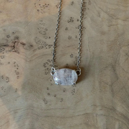Choose Your Prong Pendant - Sterling Silver - Nephrite - Sunstone - Kunzite - Amazonite