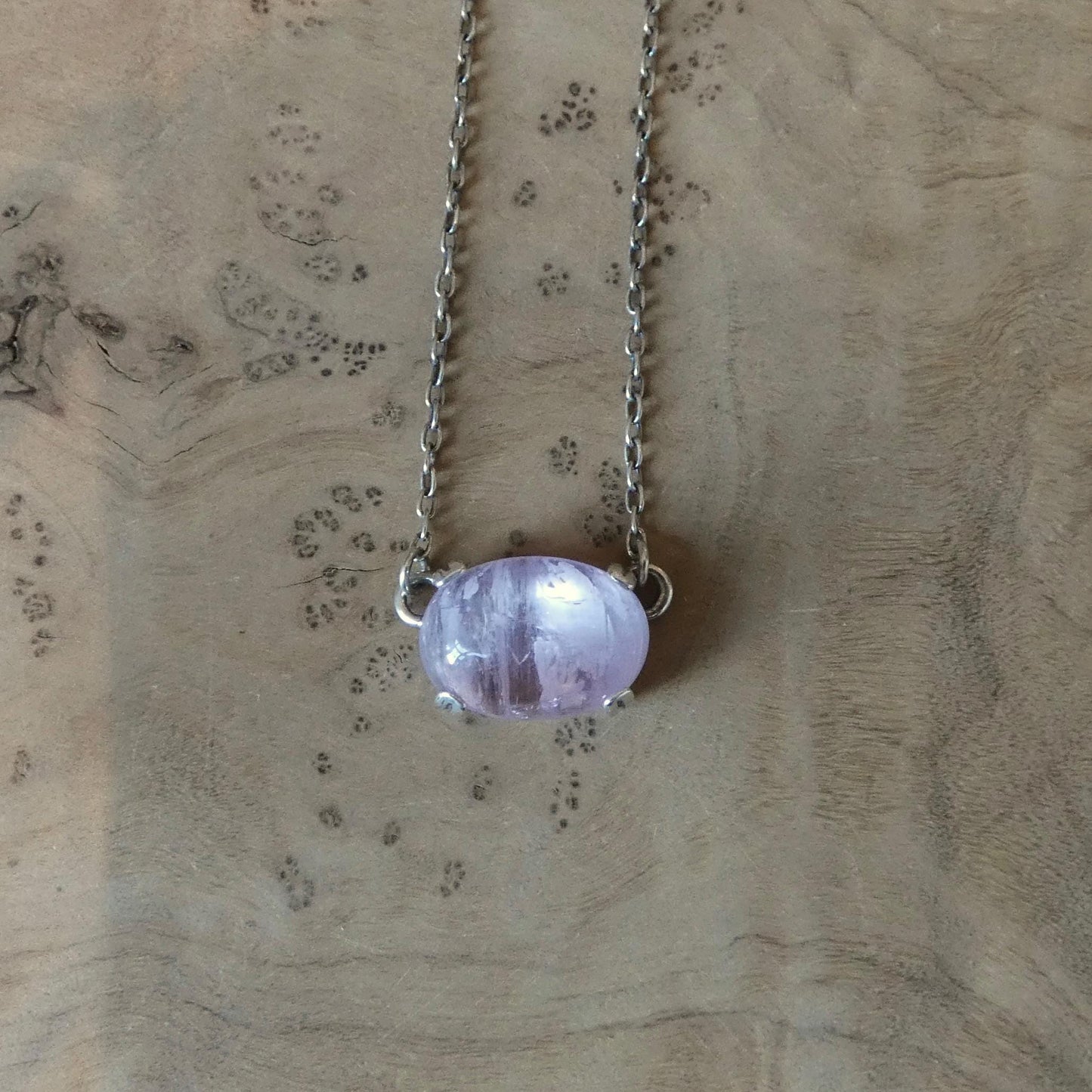 Choose Your Prong Pendant - Sterling Silver - Nephrite - Sunstone - Kunzite - Amazonite