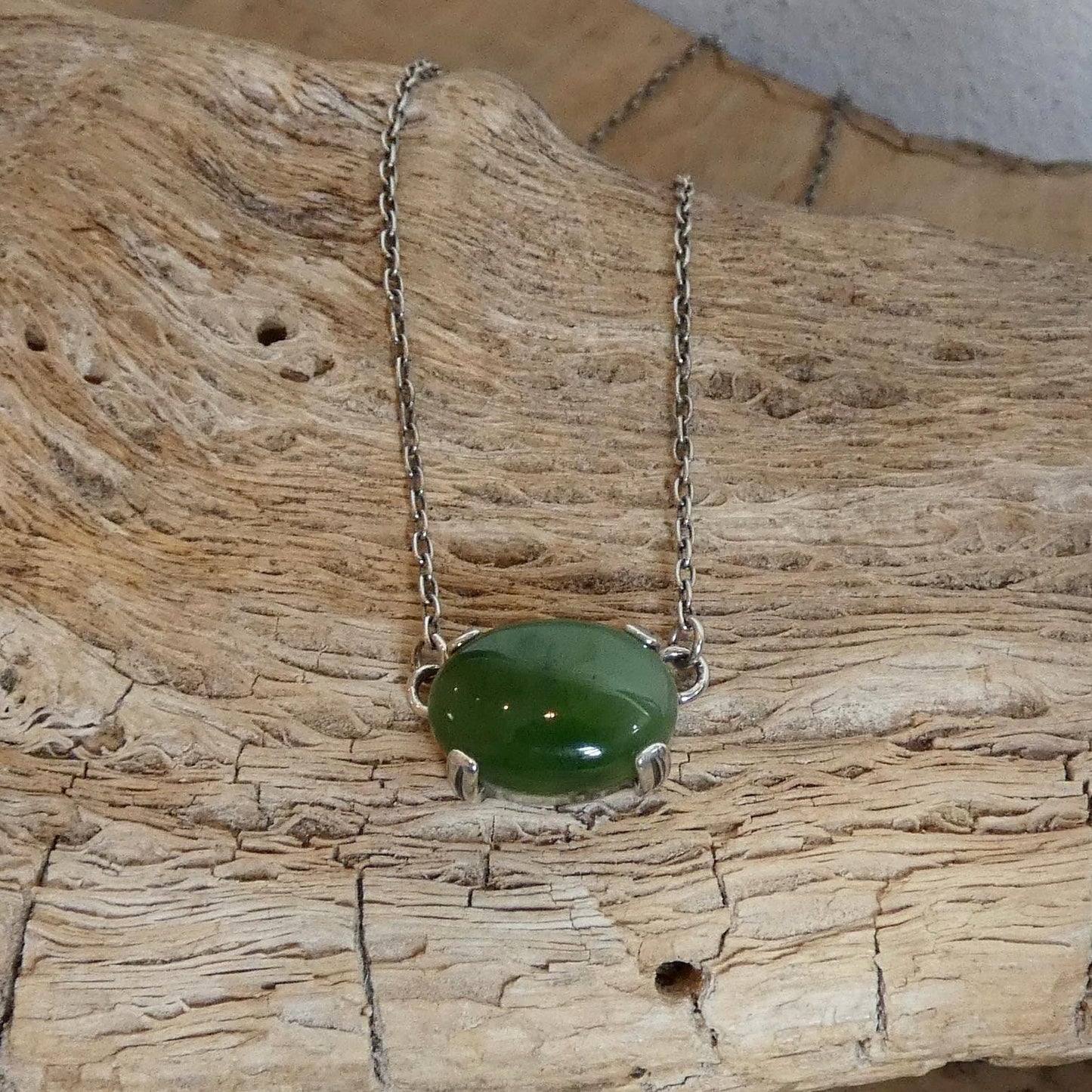 Choose Your Prong Pendant - Sterling Silver - Nephrite - Sunstone - Kunzite - Amazonite