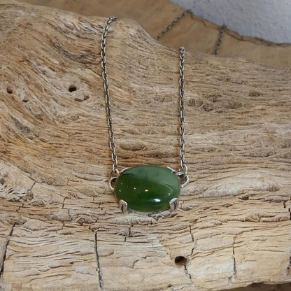 Choose Your Prong Pendant - Sterling Silver - Nephrite - Sunstone - Kunzite - Amazonite