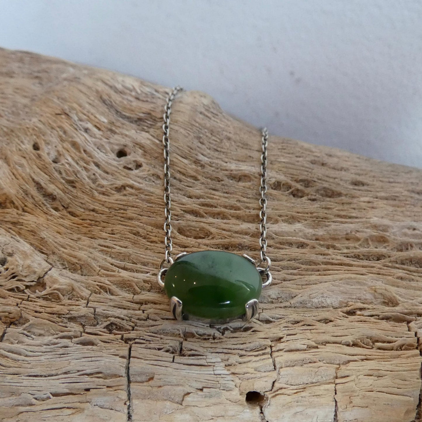 Choose Your Prong Pendant - Sterling Silver - Nephrite - Sunstone - Kunzite - Amazonite