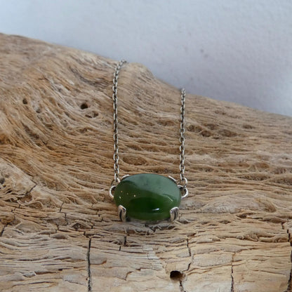 Choose Your Prong Pendant - Sterling Silver - Nephrite - Sunstone - Kunzite - Amazonite