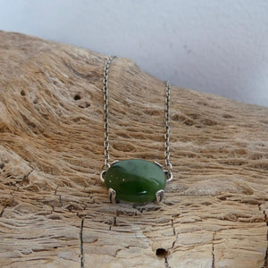 Choose Your Prong Pendant - Sterling Silver - Nephrite - Sunstone - Kunzite - Amazonite